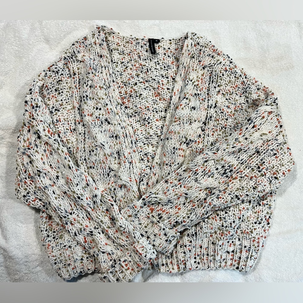 Chenille Super Soft Cardigan, Woven. White, Orange, Blue , Green medium